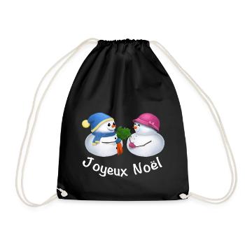 Joyeux Noël Schneemann Paar - Französisch - Turnbeutel - Schwarz - Vorne