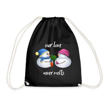 Our love never melts - Schneemann Paar - Turnbeutel - Schwarz - Vorne