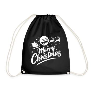 Weihnachtlicher Rentier-Schlittenzauber - Turnbeutel - Schwarz - Vorne