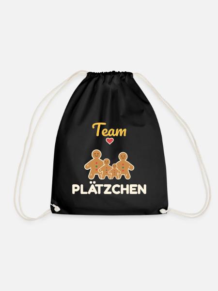 Team Plätzchen – Familien Weihnachtsoutfit - Turnbeutel - Schwarz
