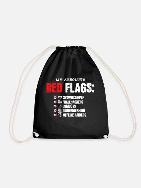 Gamer Red Flags Grafik – Lustiges Gaming Design - Turnbeutel - Schwarz