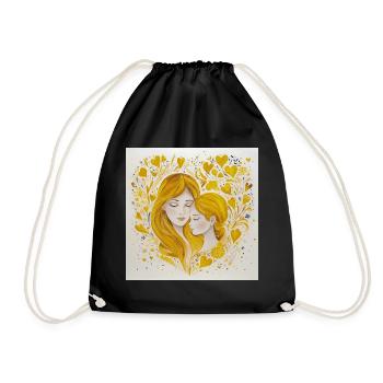 Mutter und Tochter – Liebe in Gold - Turnbeutel - Schwarz - Vorne