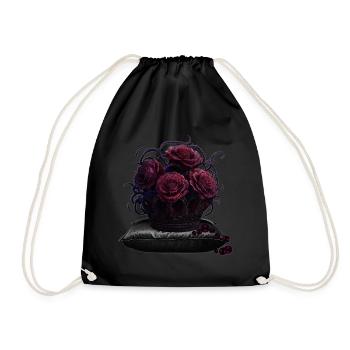 Dark Romance Rosen & Dornenkrone T-Shirt - Turnbeutel - Schwarz - Vorne