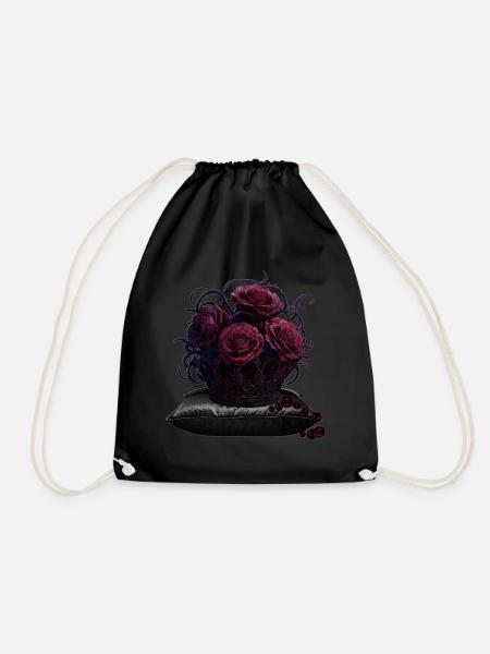 Dark Romance Rosen & Dornenkrone T-Shirt - Turnbeutel - Schwarz