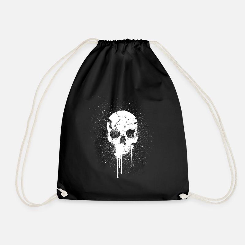crâne blanc - Sac de sport léger - noir