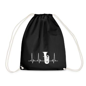 Tuba Heartbeat EKG Herzschlag für Tubaspieler - Turnbeutel - Schwarz - Vorne