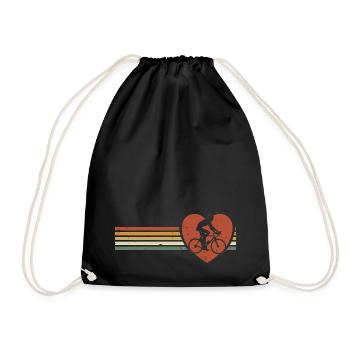 Motif vélo en vintage avec des cyclistes dans mon cœur - Sac de sport léger - noir - Devant