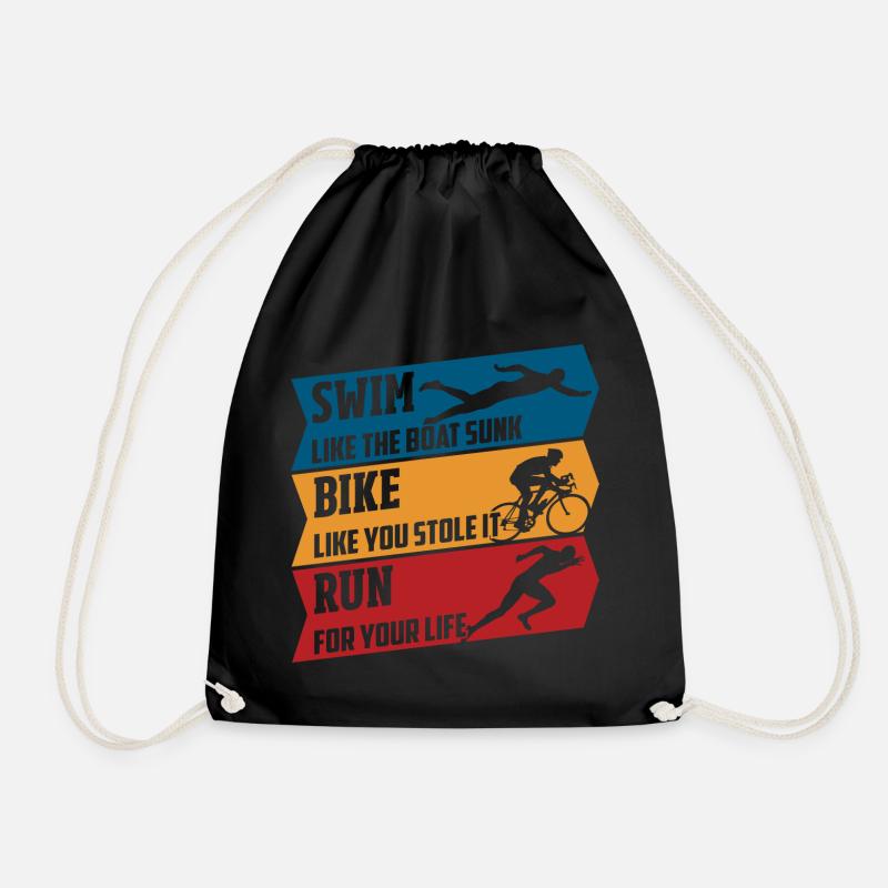 Swim - Bike - Run - Drawstring Bag - black