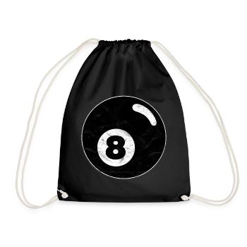 Billiard billiard ball black eight eight vintage - Drawstring Bag - black - Front