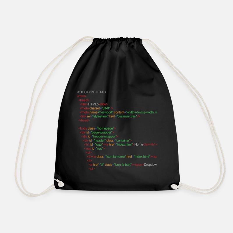 Code HTML5 - Sac de sport léger - noir