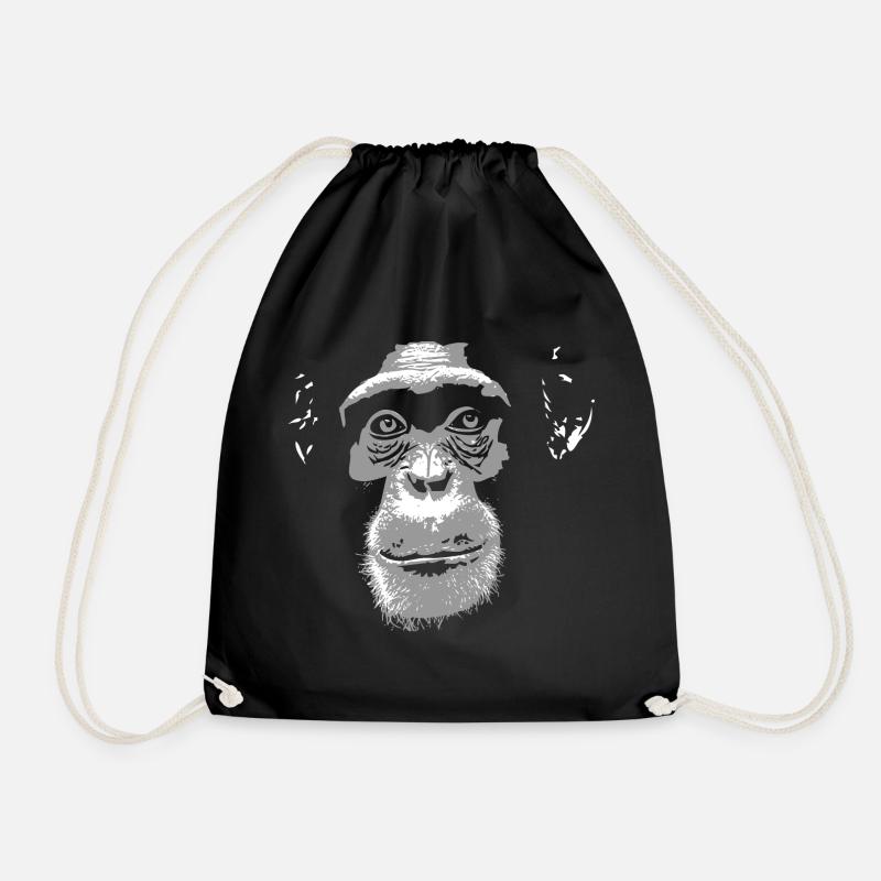 Schimpanse - Chimpanzee - Monkey - Turnbeutel - Schwarz