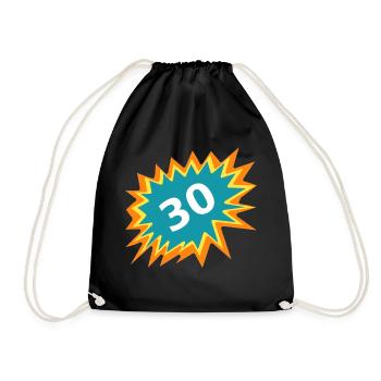 30 Geburtstag, Burst Sticker - Turnbeutel - Schwarz - Vorne
