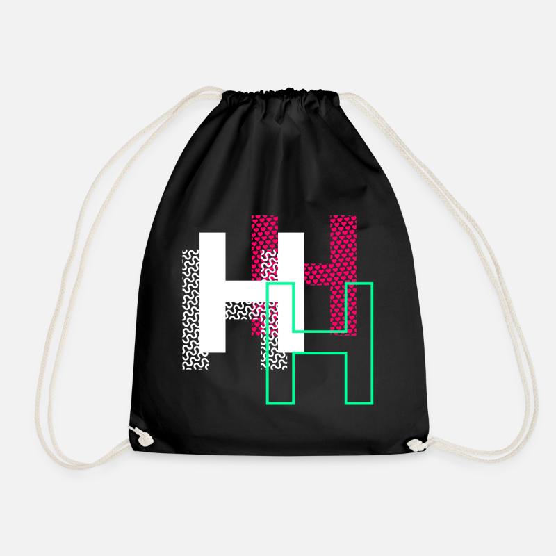 Buchstabe H - Design Geschenk - Turnbeutel - Schwarz