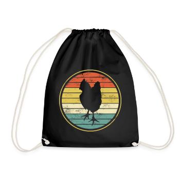 Huhn Hühner - Turnbeutel - Schwarz - Vorne