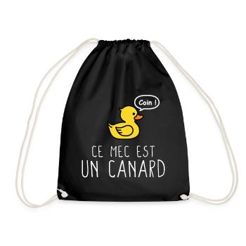 Mec - Canard - Couple - Humour - Drôle - Célib - Sac de sport léger - noir - Devant