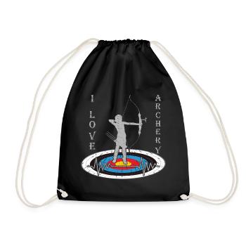 Woman with bow on target with heart motivation - Drawstring Bag - black - Front
