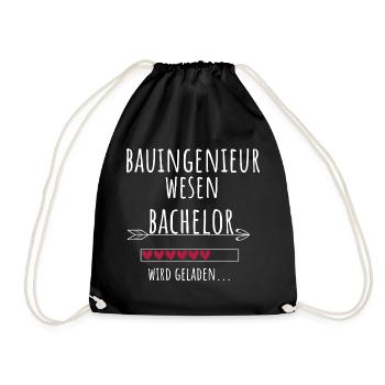 Bauingenieurwesen Bachelor Studium Geschenk - Turnbeutel - Schwarz - Vorne
