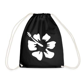 Flower White White Flower Flowers White Hibiscus - Drawstring Bag - black - Front