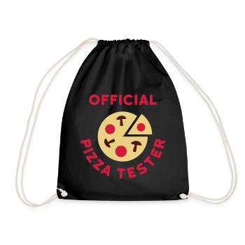 Official pizza tester (pizza, salami, mushrooms) - Drawstring Bag - black - Front