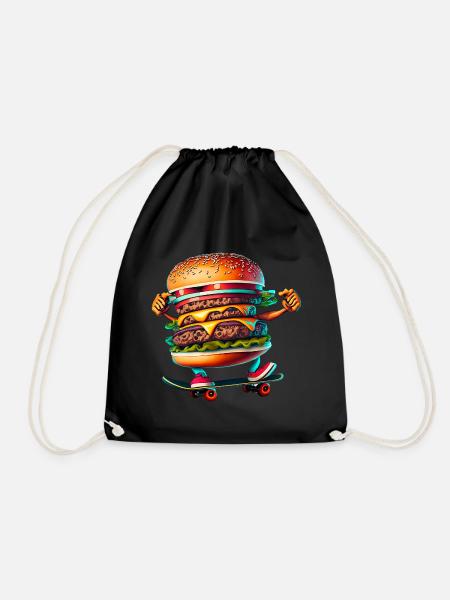 Cheeseburger Skateboard Skater - Turnbeutel - Schwarz