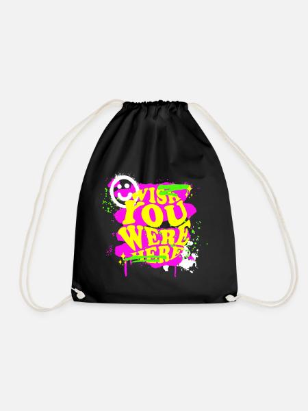 Wish You Were Here Distorted!!! - Drawstring Bag - black