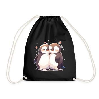 Pinguin Herz Liebe Süß Umarmung Pinguinliebe - Turnbeutel - Schwarz - Vorne