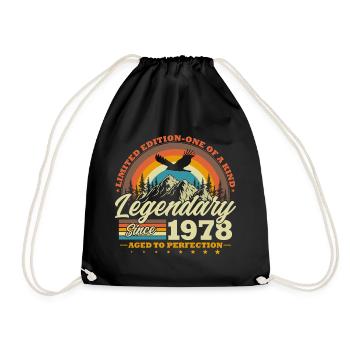 Legendary Since 1978 Vintage Birthday Gift - Drawstring Bag - black - Front