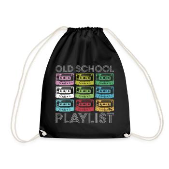 Rainbow Cassette Grid Print - Drawstring Bag - black - Front