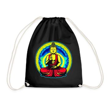 Bouddha coloré en position de yoga - Sac de sport léger - noir - Devant
