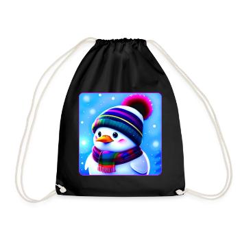 Mignon petit pingouin avec chapeau d’hiver - Sac de sport léger - noir - Devant