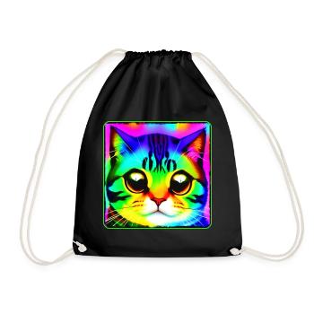 Chat de mauvaise humeur aux couleurs vives - Sac de sport léger - noir - Devant