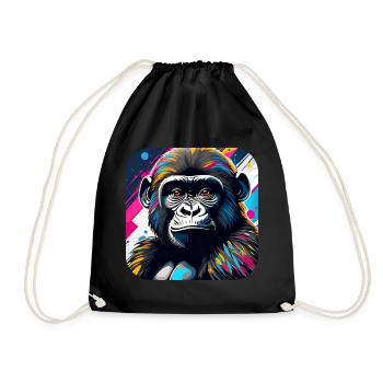 Cooler Gorilla im Graffiti Style - Turnbeutel - Schwarz - Vorne