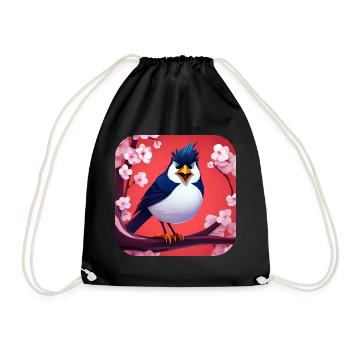 Drôle de petit oiseau avec des fleurs de cerisier - Sac de sport léger - noir - Devant