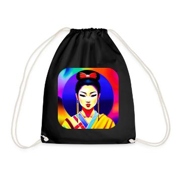 Geisha dans un style rétro - Sac de sport léger - noir - Devant