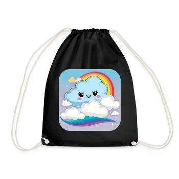 Cute cloud with rainbow - Drawstring Bag - black - Front