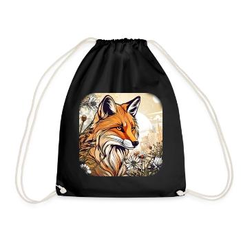 Fuchs mit Blumen - Turnbeutel - Schwarz - Vorne