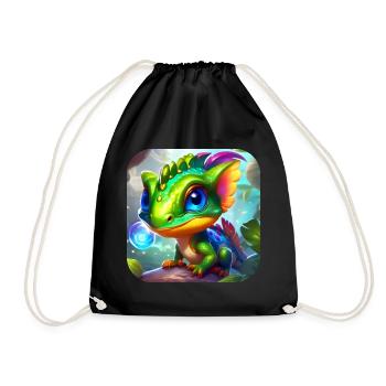 Cute little lizard - Drawstring Bag - black - Front