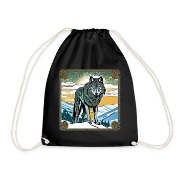 Cooler Wolf im keltischen Style - Turnbeutel - Schwarz - Vorne