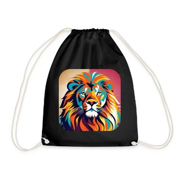 Proud lion in retro style - Drawstring Bag - black - Front