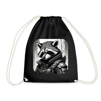 Casual Cyberspace Raccoon - Drawstring Bag - black - Front
