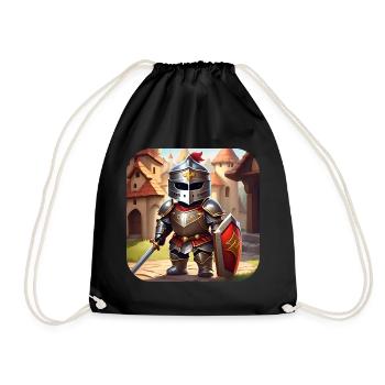 Cute knight in comic book style - Drawstring Bag - black - Front