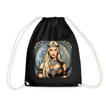 Proud Viking Germanin Shieldmaiden - Drawstring Bag - black - Front