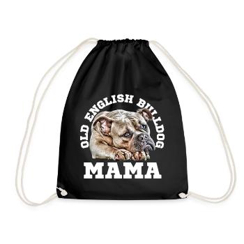 OLD ENGLISH BULLDOG MOM Dog Dogs Bulldog - Drawstring Bag - black - Front