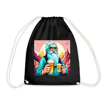 Friendly man has a good idea. Beer! - Drawstring Bag - black - Front