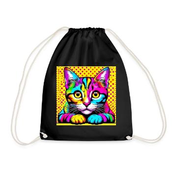 Katze Pop Art - Turnbeutel - Schwarz - Vorne