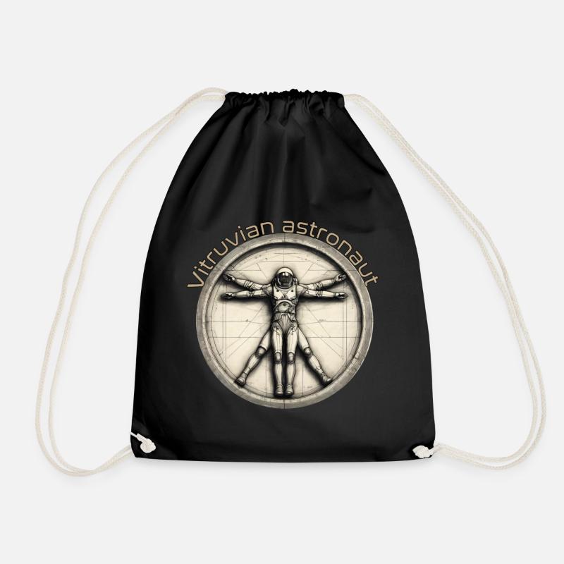 Vitruvian Astronaut - Drawstring Bag - black