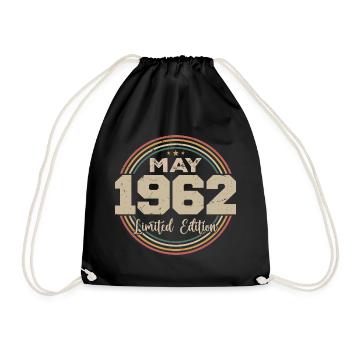 Mai 1962 Vintage Nées En Mai 1962 Anniversaire - Sac de sport léger - noir - Devant