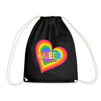 Queer Heart pour le mois de la fierté Égalité des droits LGBTQ - Sac de sport léger - noir - Devant