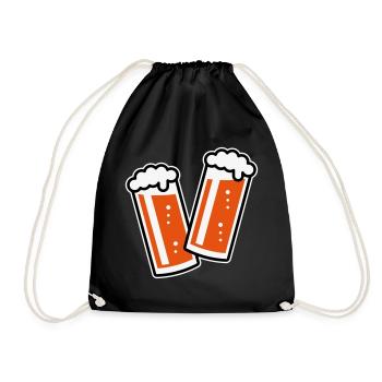 2 Altbiergläser Stoßen An (Bier / Altbier / 3C) - Turnbeutel - Schwarz - Vorne