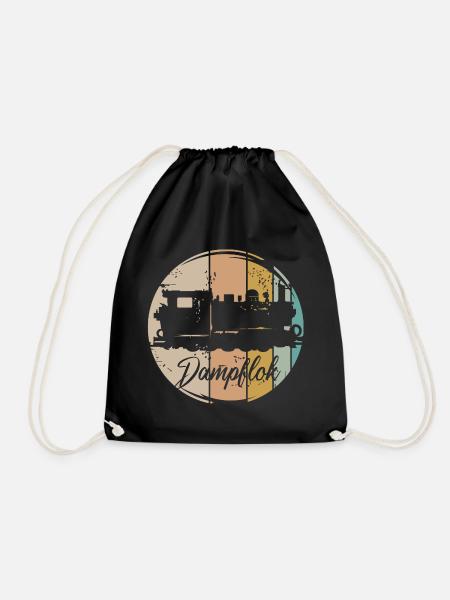 retro Dampflok Eisenbahn alte Lok vintage Symbol - Turnbeutel - Schwarz